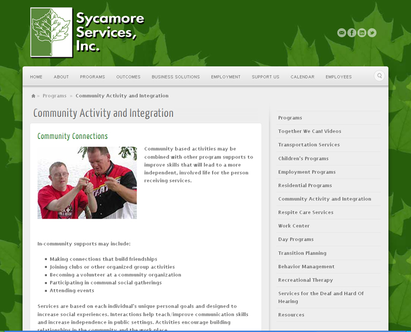 Sycamore Services Community Activity and Integration (opens in new window)